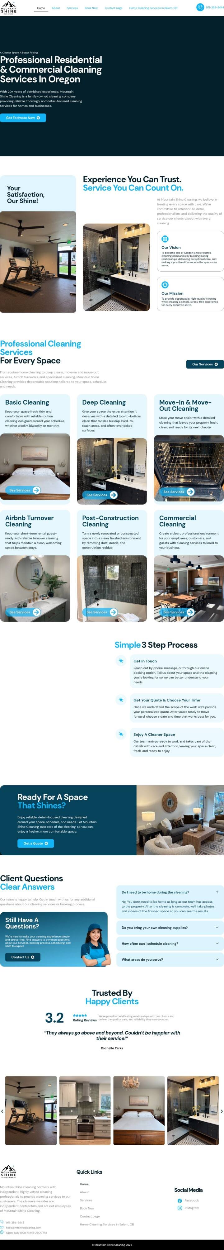 Mountain Shine Cleaning website designed and built by TechArizon