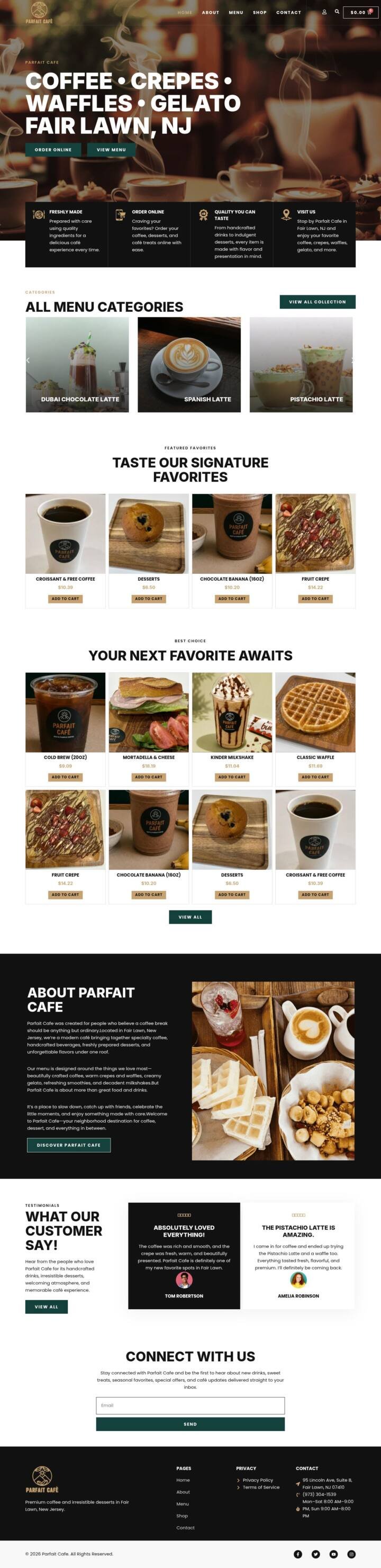 Parfait Café website designed and built by TechArizon