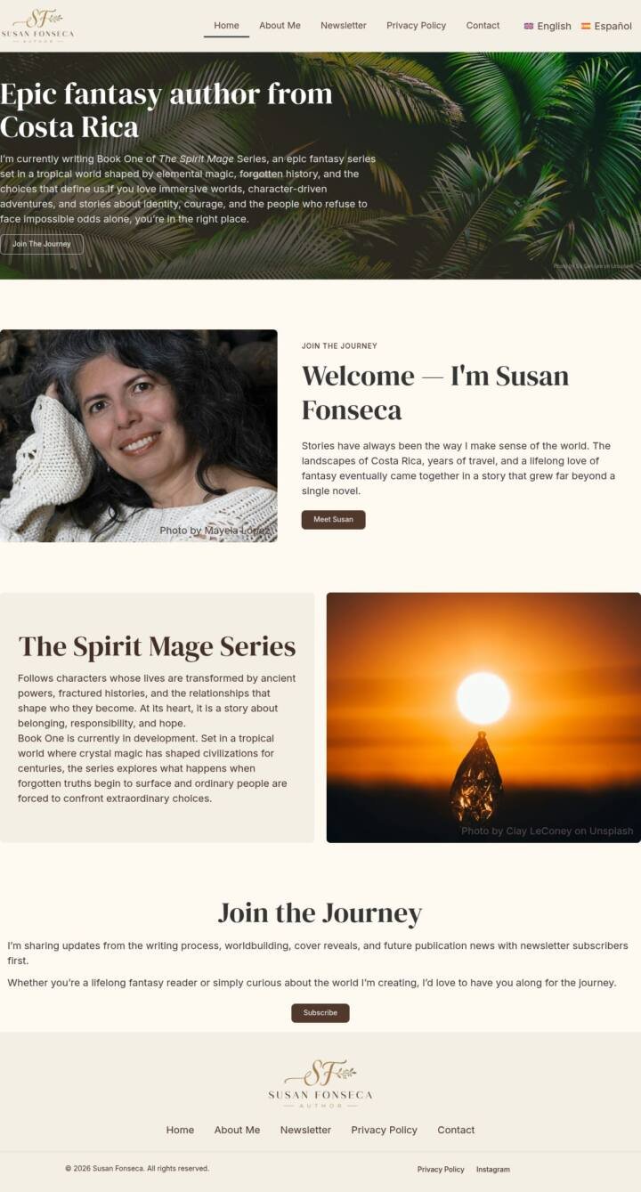 Susan Fonseca website designed and built by TechArizon